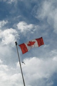 Canadian flag flying high